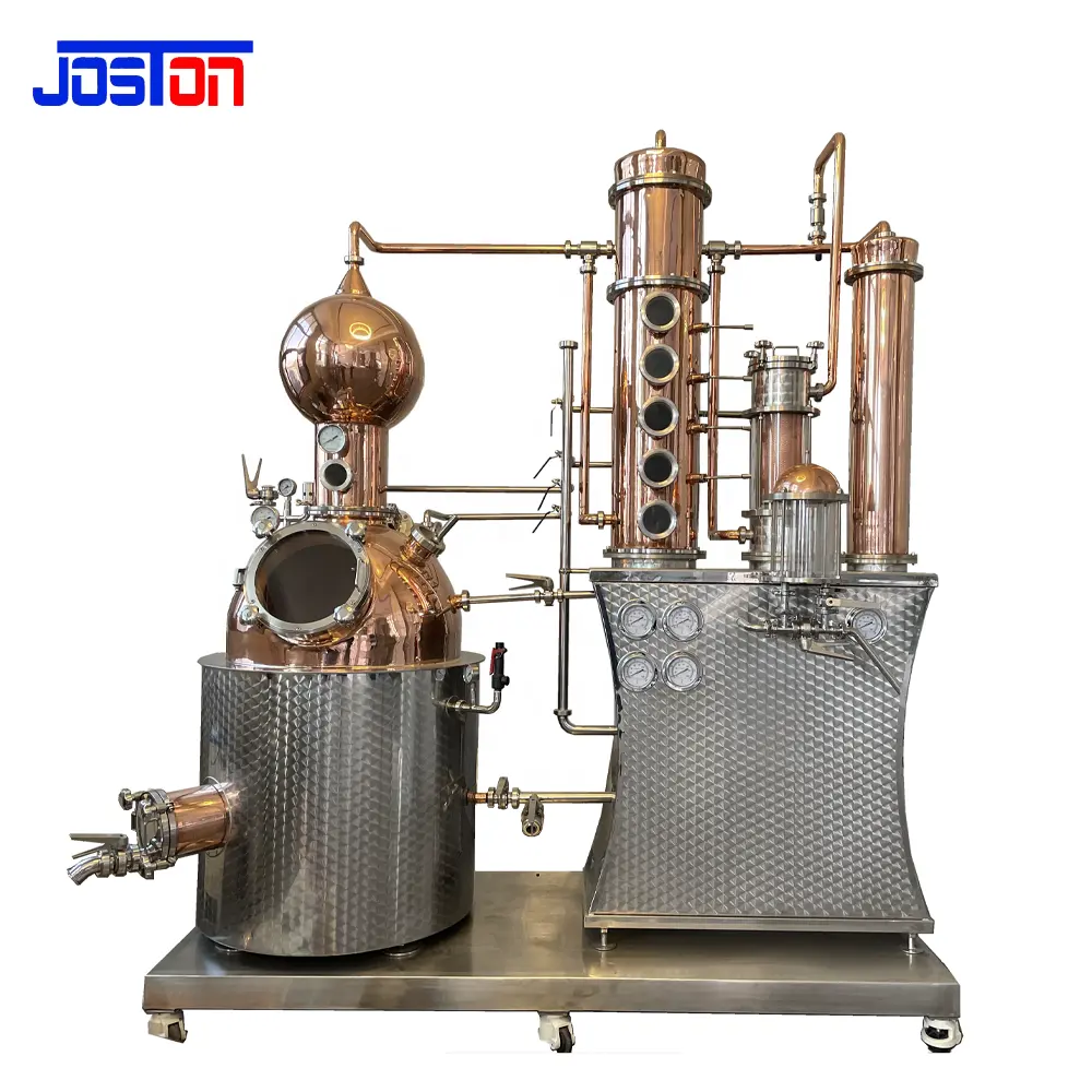 Colonne de reflux JOSTON 500l en acier inoxydable et cuivre rouge pour distillation fractionnée d'alcool distillé industriel pour distillerie