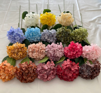 Fleurs artificielles d'hortensia vert foncé faites à la main, fleurs artificielles pour centre de table de Noël et de remise de diplôme