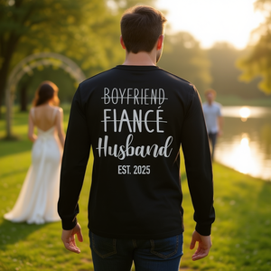 Camiseta de manga larga unisex con cuello redondo para novio, prometido, marido, Est 2025, regalo de boda para adultos - Product Image 3