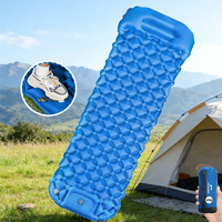 Matelas de camping gonflable ultraléger et imperméable avec oreiller intégré, pompe à pied, design compact, 4 saisons