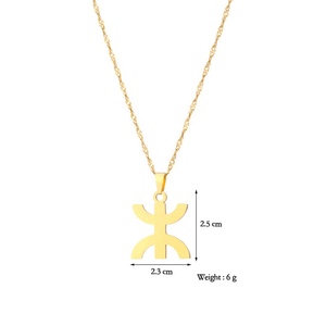 Collier berbère <span class=keywords><strong>kabyle</strong></span> MECYLIFE, bijoux de style berbère africain, collier en acier inoxydable plaqué or 18 carats, pendentif symbole des Berbères - Product Image 5