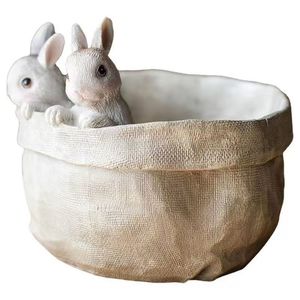 DAMAI Easter Bunny Potted Plant Decorations Cute Rabbit Companion Flower Pot Ornaments Tabletop Decor for Festive Atmosphere - Product Image 4