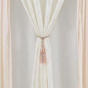 Cenefa decorativa <span class=keywords><strong>de</strong></span> doble capa para el hogar, cortina <span class=keywords><strong>de</strong></span> <span class=keywords><strong>tela</strong></span> lisa <span class=keywords><strong>de</strong></span> lujo europeo - Product Image 4