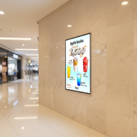 Bingkai Papan Menu LED Aluminium Ewen A1/A2/A3/A4 Bentuk Persegi Panjang, Kotak Lampu Iklan Dalam Ruangan, Daya 10-39W