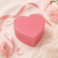 Boîte cadeau de luxe en forme de cœur rose avec couvercle et base en carton rigide, ensemble de boîtes d'emballage romantiques pour la Saint-Valentin, mariage, fleurs