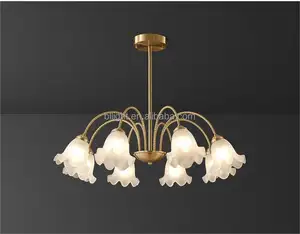 Italy glass chandelier brass copper lamp living room luxury pendant lamp flower glass decoration pendant chandelier hanging lamp