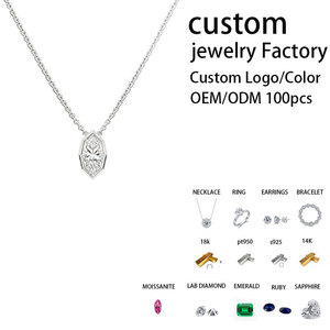 <span class=keywords><strong>Collana</strong></span> con Pendente in Moissanite Taglio Marquise da 1ct, Argento S925 con Micro Incastonatura, OEM/ODM - Product Image 2