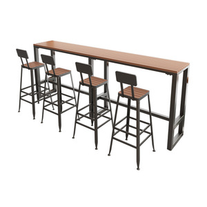 Jxtoutfit-mesa larga impermeable para exteriores, combinación de sillas, patio, balcón familiar, techo, mesa de pierna alta de madera de plástico para ocio - Product Image 6
