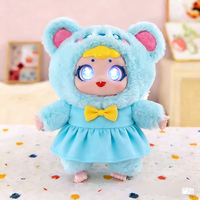 Nouvelle Tendance : Peluche AI Chat Tabby Mignon avec Salopette en Jean, Interactif Vocal, Yeux Lumineux, Cadeau de Collection pour Enfants