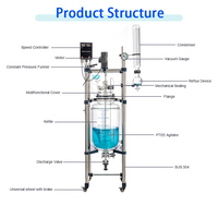 Réacteur en verre à double enveloppe LABOAO 20L, réacteur en verre à température contrôlée pour l'extraction par reflux de solvants chimiques fins