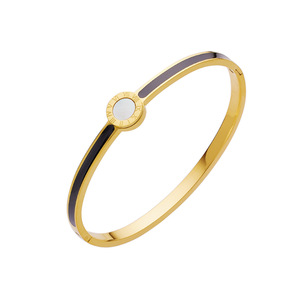 2025 New Luxury Handmade 18K Gold Plated Stainless Steel <b>Bracelet</b> Color Enamel <b>Shell</b> Inlay Fashion Cuff Bangle - Product Image 1