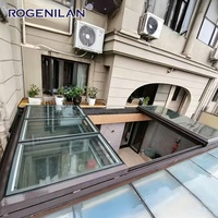 Rogenilan Fenêtre de toit coulissante électrique en aluminium de grande taille, fenêtres de toit plat isolées à double vitrage, lucarnes coulissantes