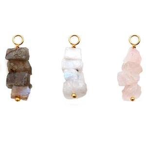 Collar de mujer hecho a mano 27x9 MM Barra de piedras preciosas naturales en bruto colgante de diamante conector envuelto en alambre chapado en oro encanto único - Product Image 6