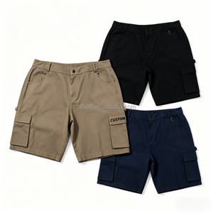 Shorts de sport d'été pour hommes avec fermeture éclair, décontractés, en coton, multi-poches, coupe ample, style formel - Product Image 1