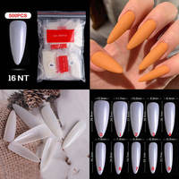 Oferta Especial: 500 Uds./bolsa de Uñas Postizas Acrílicas Tipo Ataúd/Bailarina, Puntas Ovaladas en Forma de Gota de Agua para Extensión y Protección de Uñas, Arte de Uñas