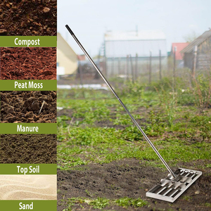JH-Mech <span class=keywords><strong>grand</strong></span> râteau en métal robuste et durable personnalisé de haute qualité pour surfaces au sol pour niveler la pelouse - Product Image 6
