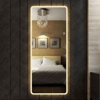 Miroir mural intelligent en verre Art Déco tendance avec éclairage LED, sans cadre, alimenté par prise, écologique, décoration de luxe pour la maison, miroir personnalisé