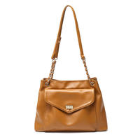 Sac à main élégant pour femme en cuir véritable souple grande capacité avec chaîne et fermoir rotatif – Idéal pour le travail et les voyages