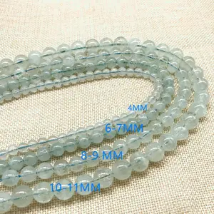 Değil cam doğa taş boncuk Aquamarine kristal 6 mm 8 mm 10 mm 12 mm DIY yapımı kolye bilezik gerçekten mavi renk