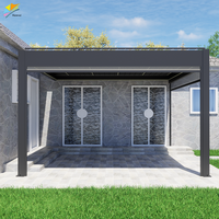 Pergolas préfabriquées en aluminium bioclimatiques d'extérieur en Chine, pergola murale latérale avec écrans de rideaux à lamelles