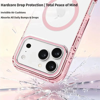 Coque magnétique Ice Crystal pour iPhone 17 16 Pro Max, bord translucide, dos transparent avec protection d'angle anti-choc discrète