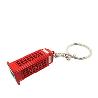 Porte-clés Souvenirs en Alliage de Zinc à la Mode avec Breloques Bus Rouge de Londres, Cabine Téléphonique et Union Jack
