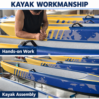 Kayak gonflable pour 2 personnes avec pagaie, pompe, aileron et kit de réparation, en PVC, plus de 4 m de long, pliable