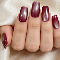 Faux ongles carrés effet œil de chat, rose laiteux brillant, vente en gros, étiquette privée personnalisée