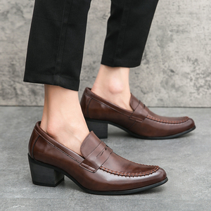 Tacco alto Penny mocassini scarpe per gli uomini che cuciono di bell'aspetto moda di alta qualità a punta da uomo Casual formale scarpe - Product Image 2