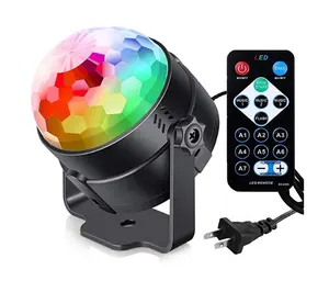 声音激活3W RGB LED DJ迪斯科派对镜球灯，带遥控