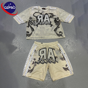 เสื้อฟุตบอลแบบวินเทจสั่งทำ QZFSO ชุดยูนิฟอร์มอเมริกันฟุตบอล ชุดวอร์มตาข่ายประดับเพชร ชุดเสื้อกีฬารักบี้ - Product Image 1