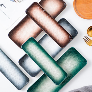 Assiettes longues en céramique à motif <span class=keywords><strong>pierre</strong></span> nordique pour sushis et sashimis, assiettes plates en porcelaine pour restaurant, idéales pour apéritifs et desserts - Product Image 6