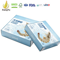 Boîte d'emballage personnalisée pour crevettes surgelées 400g, boîte en carton imprimé pour fruits de mer, boîte en papier pour crevettes blanches, emballage alimentaire surgelé pour la vente au détail