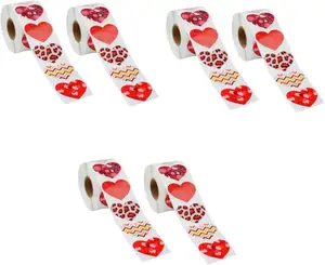 Stiker Hari Valentine kustom dekorasi pernikahan bentuk hati stiker berperekat Hari Valentine tahan air vinil CMYK menerima FHH