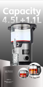 Bollitore per Tè <span class=keywords><strong>Turco</strong></span> 4.5+1.1L, Macchina Multifunzione per Riscaldamento Acqua con Controllo Digitale, Samovar Russo in Vetro per Preparare il Tè - Product Image 3