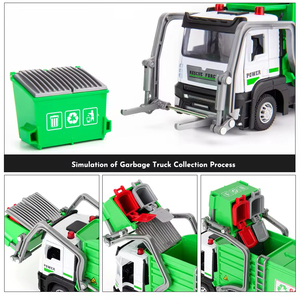 Camión de <span class=keywords><strong>Basura</strong></span> de Ciudad de <span class=keywords><strong>Juguete</strong></span> de Metal Fundido a Presión con Logotipo Personalizado, Color Verde 1:32, Gran Sonido, Luces y Puertas que se Abren, Vehículo de Ingeniería con Contenedor de <span class=keywords><strong>Basura</strong></span> - Product Image 3