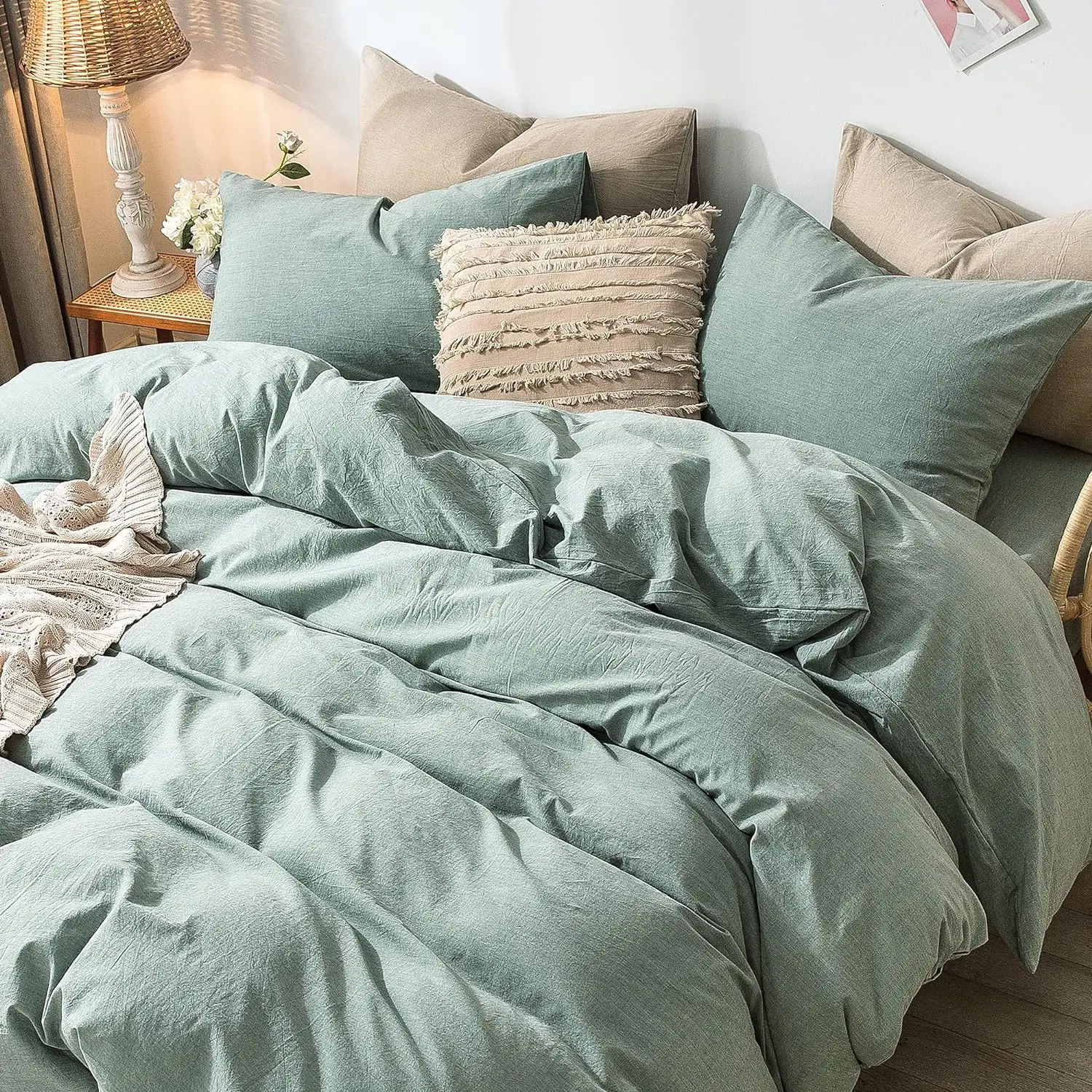 Set di biancheria da letto piumino personalizzato king size 100% cotone lavato copripiumino 200 biancheria da letto tc
