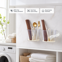 Boîte de rangement murale en plastique pour baguettes, support de vaisselle de cuisine, conteneur de drainage portable pour la maison