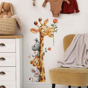 Adesivi Murali Creativi con Animali, Giraffa, Tigre, <span class=keywords><strong>Topo</strong></span> con Fiori, Adesivi 3D in PVC per Camerette dei Bambini - Product Image 6
