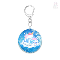 Porte-clés holographique de luxe personnalisé, breloques en époxy anime, porte-clés en acrylique dessin animé pour Labubu
