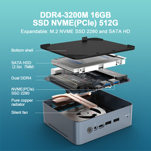 FICEP AMD R7 5825U Mini PC 8-Core 16-Thread 16/32GB DDR4 512GB/1TB SSD Mini <strong>Computer</strong> with Octa Core Processor New AU US CN Plugs - Product Image 5