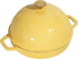 Four à pain <span class=keywords><strong>en</strong></span> <span class=keywords><strong>fonte</strong></span> avec couvercle cloche pour la cuisson Four hollandais émaillé <span class=keywords><strong>jaune</strong></span> avec couvercle dôme pour levain 2.6 qt - Product Image 2