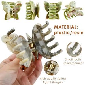 Qianjin, pinza para el pelo de mariposa doble de plástico de color caramelo, diseño de sonrisa, Clip de tiburón texturizado, tocado de Estilo Hawaiano para niña - Product Image 2