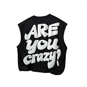 <b>Men's</b> <b>Black</b> Sleeveless <b>Tank</b> <b>Top</b> O-Neck Cotton Printed Letter Design Casual Style Front Logo - Product Image 3