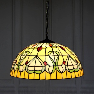 LongHuiJing Baroque Pattern 20Inch Chandelier Pendant <b>Lighting</b> Tiffany Stained Glass Lamp Style Ceiling Lamps - Product Image 3
