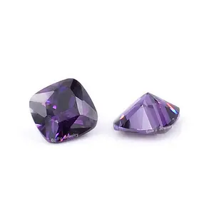 Customized low price Belgium cut loose zircon stone cushion shape amethyst cubic zircon for silver jewelry