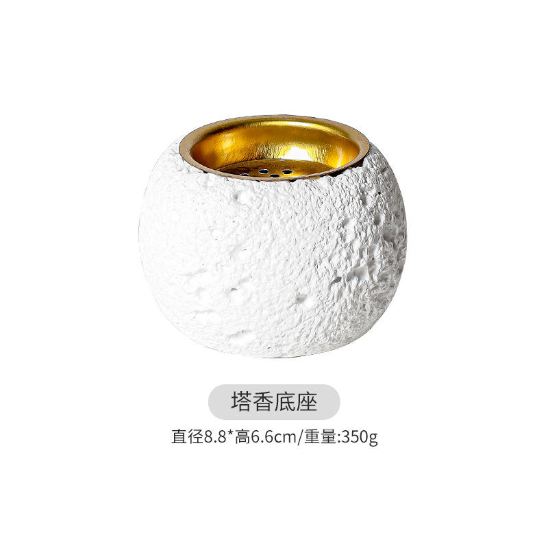 Base de coupe vide boule de météorite encens-blanc pur-avec doublure