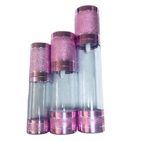 Set Botol Kosmetik Plastik Hitam dengan Pompa 15ml Botol Airless Kustom untuk Serum Perawatan Kulit, Losion & Sampo