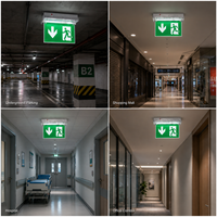 Panneau de sortie de secours LED rechargeable IP65 avec flèche droite et motif homme qui court