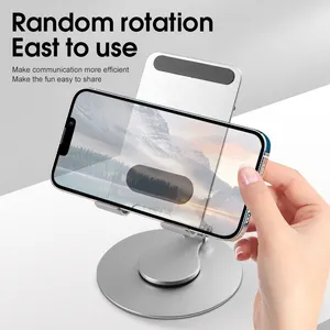 Hot Sale Portable Foldable Desktop Cell Phone Stand 360 Rotating Aluminum Mobile Phone Holder For 4-12.9 Inches